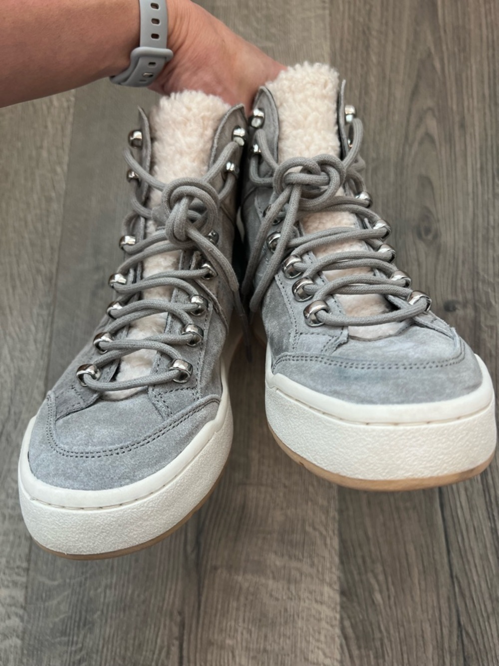 Marc Fisher Grey High-Top Sneakers - 7.5 - Picture 8 of 8